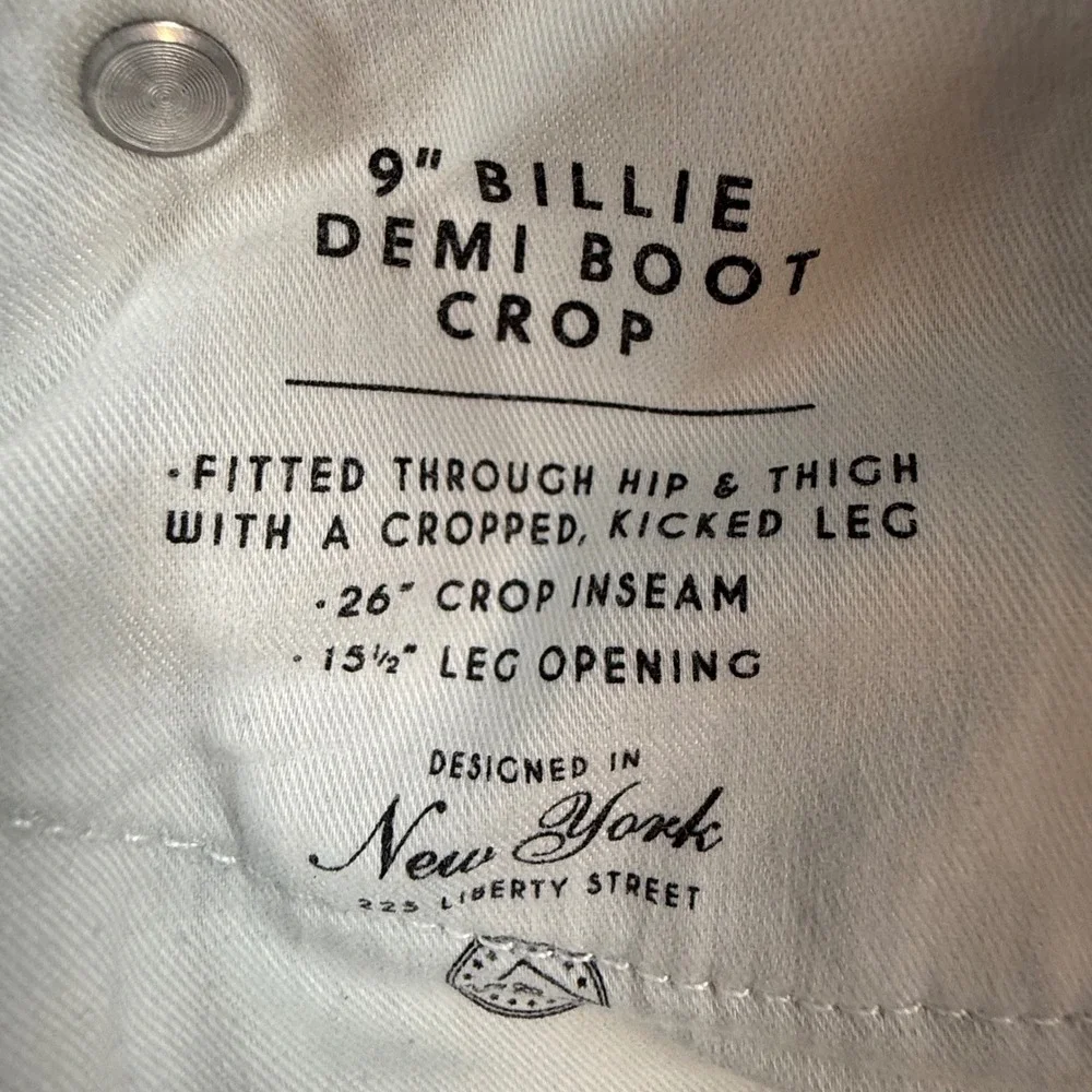 J.Crew Billie Demi-Boot Crop Jeans Light Wash Raw Hem Size 24 Mid Rise 9 Inch